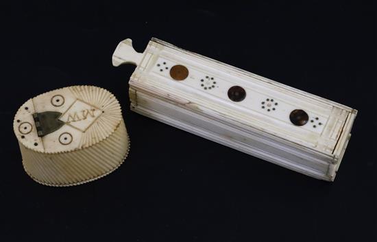 An early 19th century set of bone dominos, 2in.